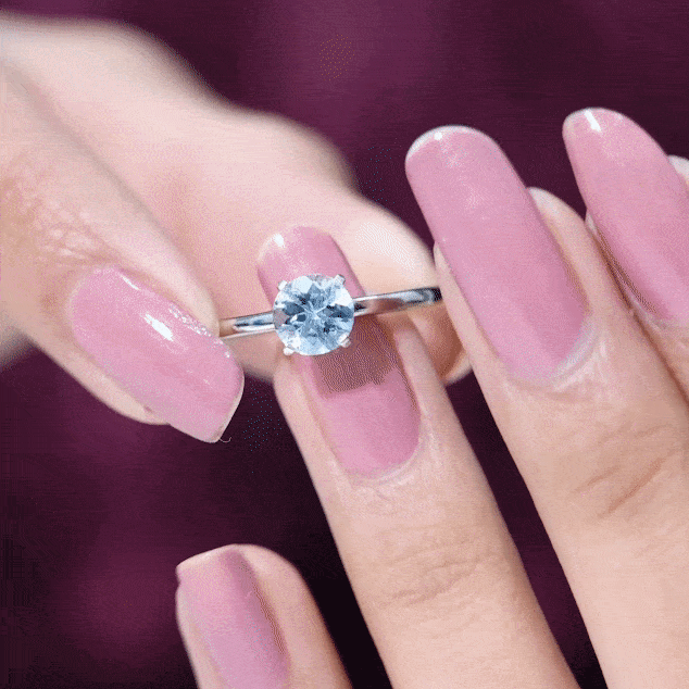 Natural Round Aquamarine Solitaire Promise Ring