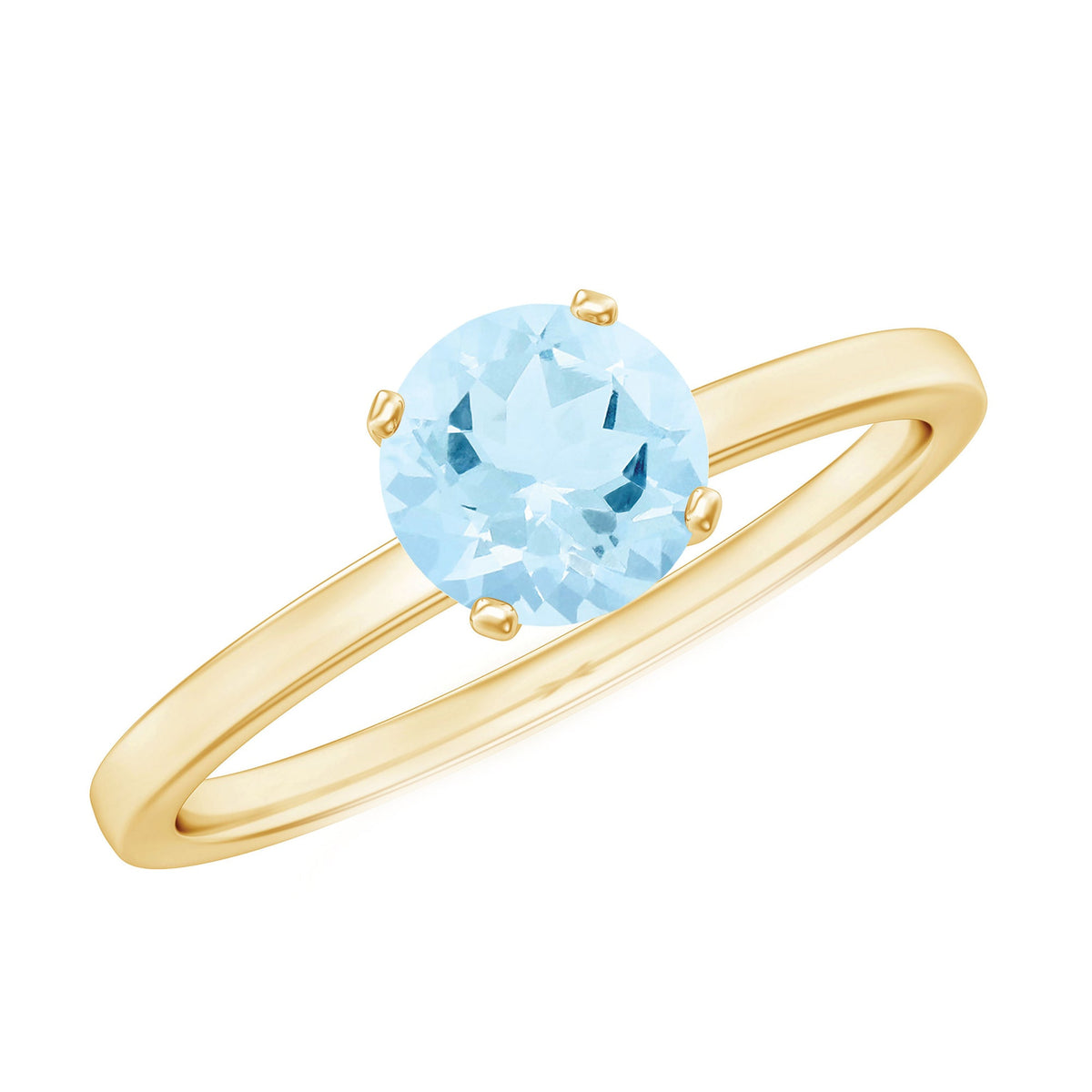 Natural Round Aquamarine Solitaire Promise Ring