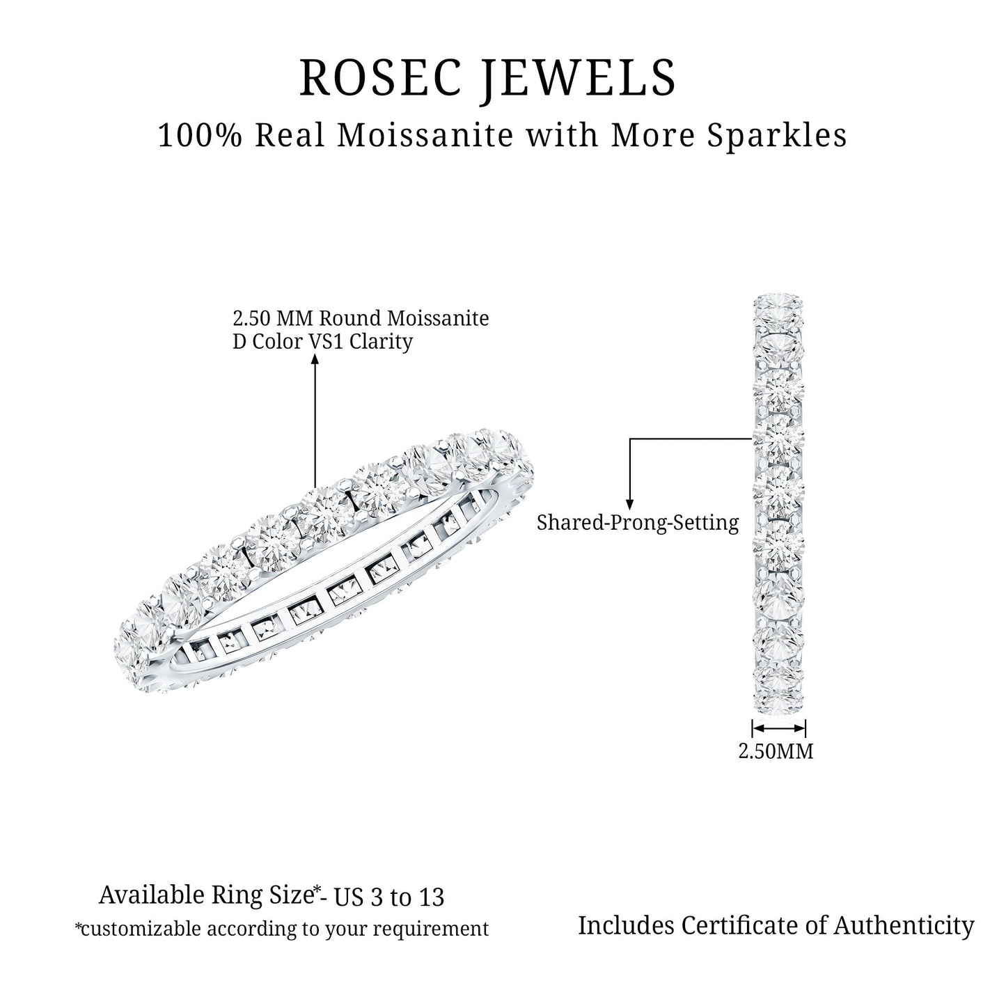 Brilliant Cut Round Moissanite Eternity Anniversary Band