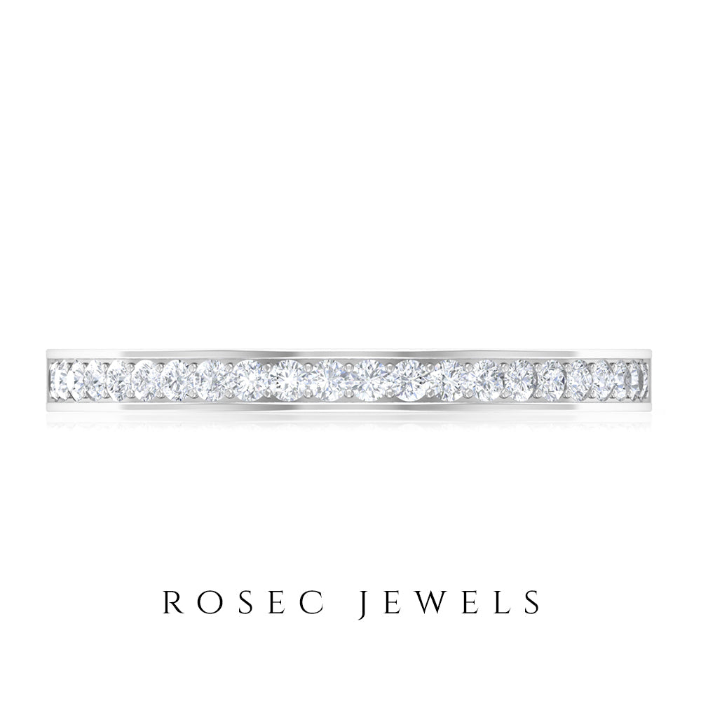 Natural Diamond Half Eternity Stackable Ring for Women