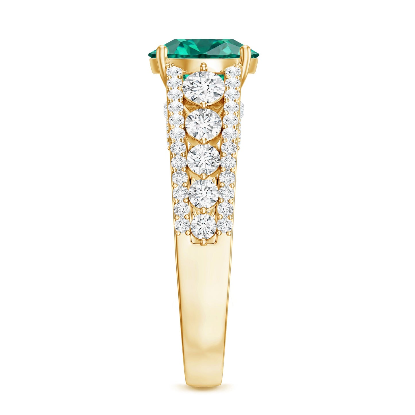 Certified 2 Carat Lab Grown Emerald Statement Engagement Ring with Side Stones