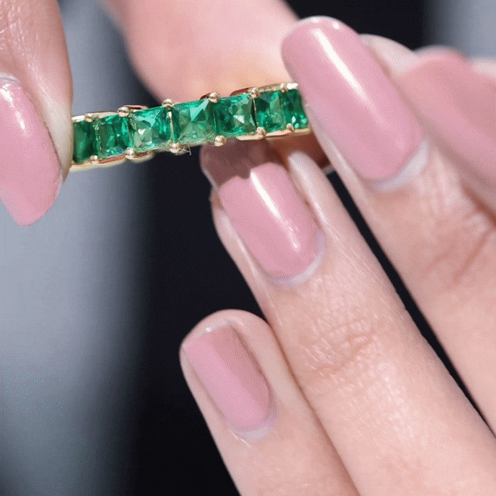 Princess Cut Lab Created Emerald Full Eternity Band