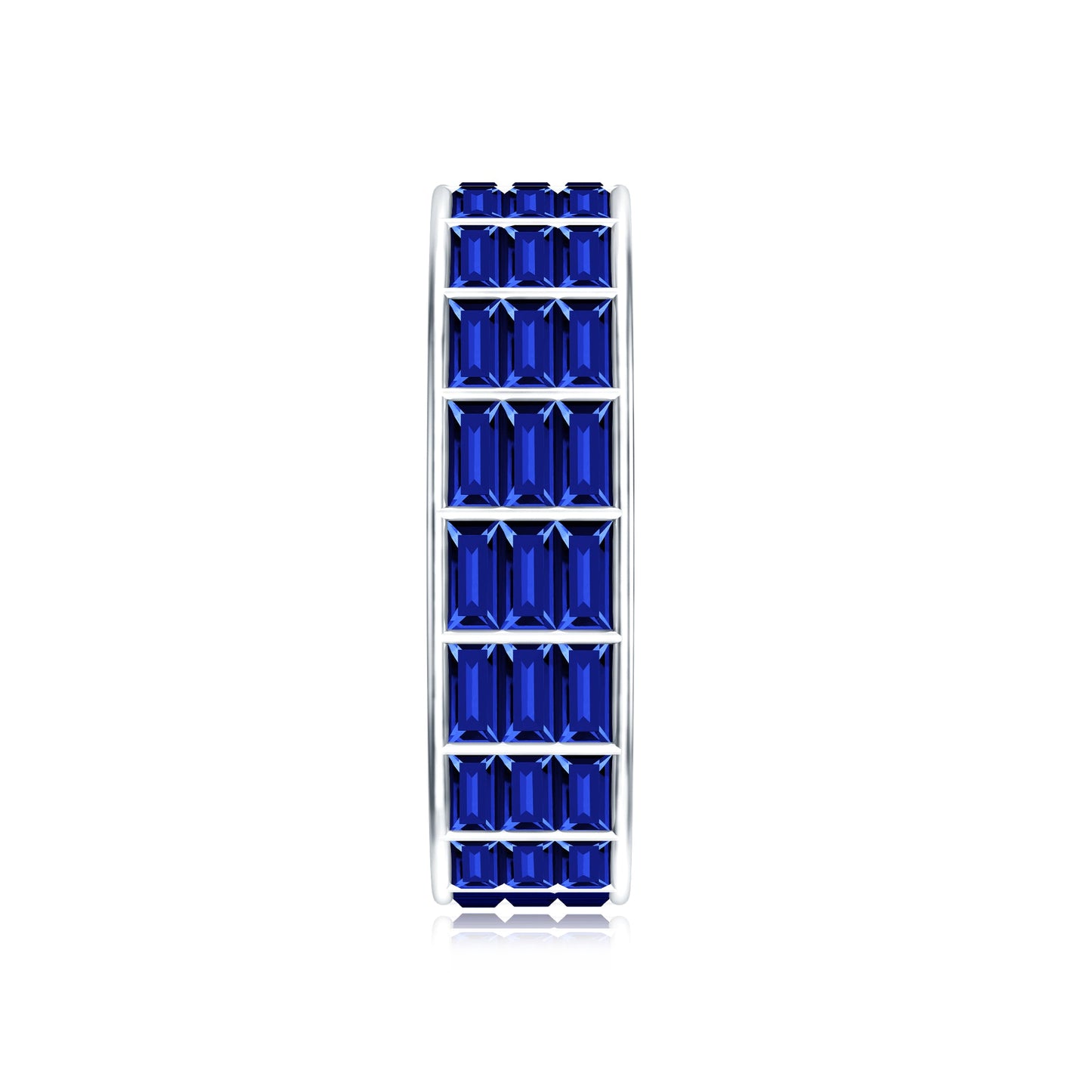Channel Set Lab Grown Blue Sapphire Wide Eternity Band Ring