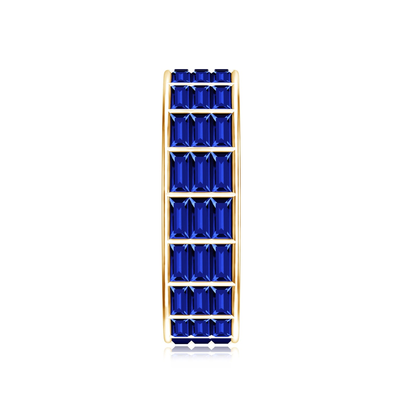 Channel Set Lab Grown Blue Sapphire Wide Eternity Band Ring