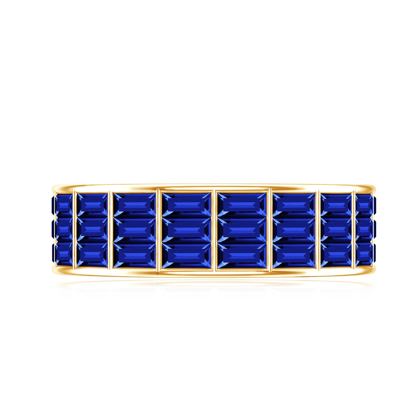 Channel Set Lab Grown Blue Sapphire Wide Eternity Band Ring