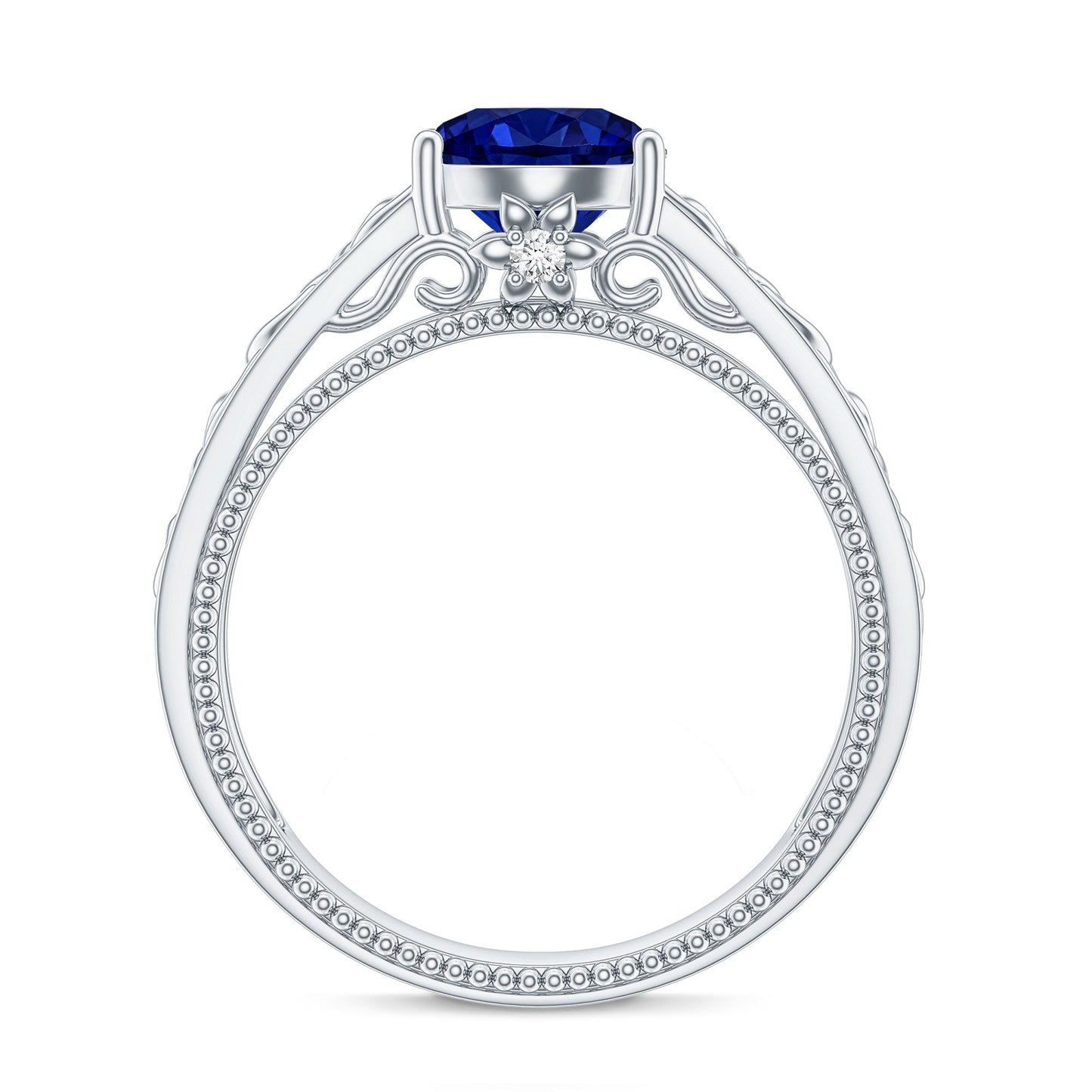 Certified 2.7 Carat Lab Grown Blue Sapphire Celtic Engagement Ring with Surprise Diamond