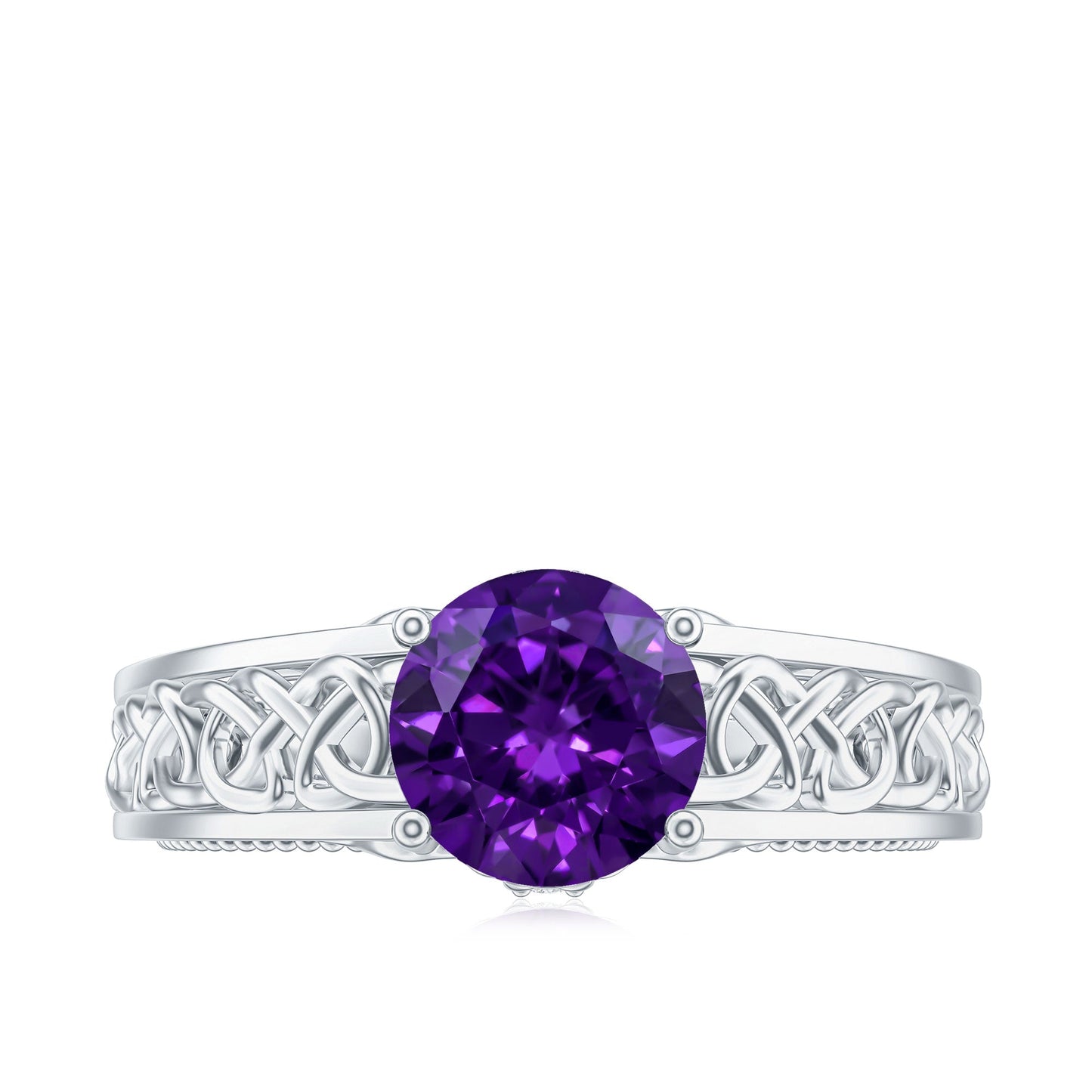 Vintage Looking 1.2 Carat Amethyst Celtic Engagement Ring with Surprise Diamond