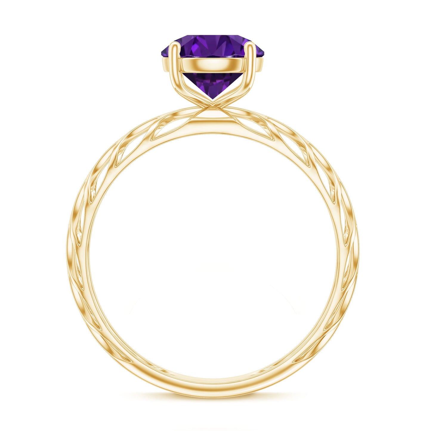 1.2 Carat Round Amethyst Solitaire Engagement Ring with Filigree Details