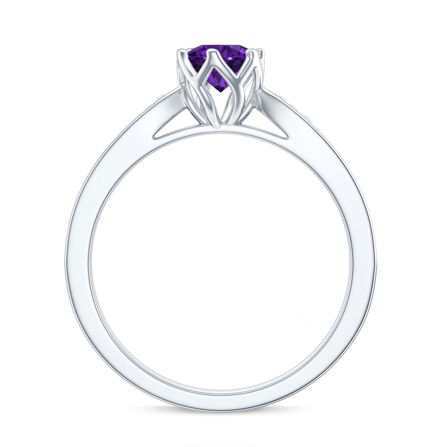 Minimal Amethyst Engagement Ring with Diamond