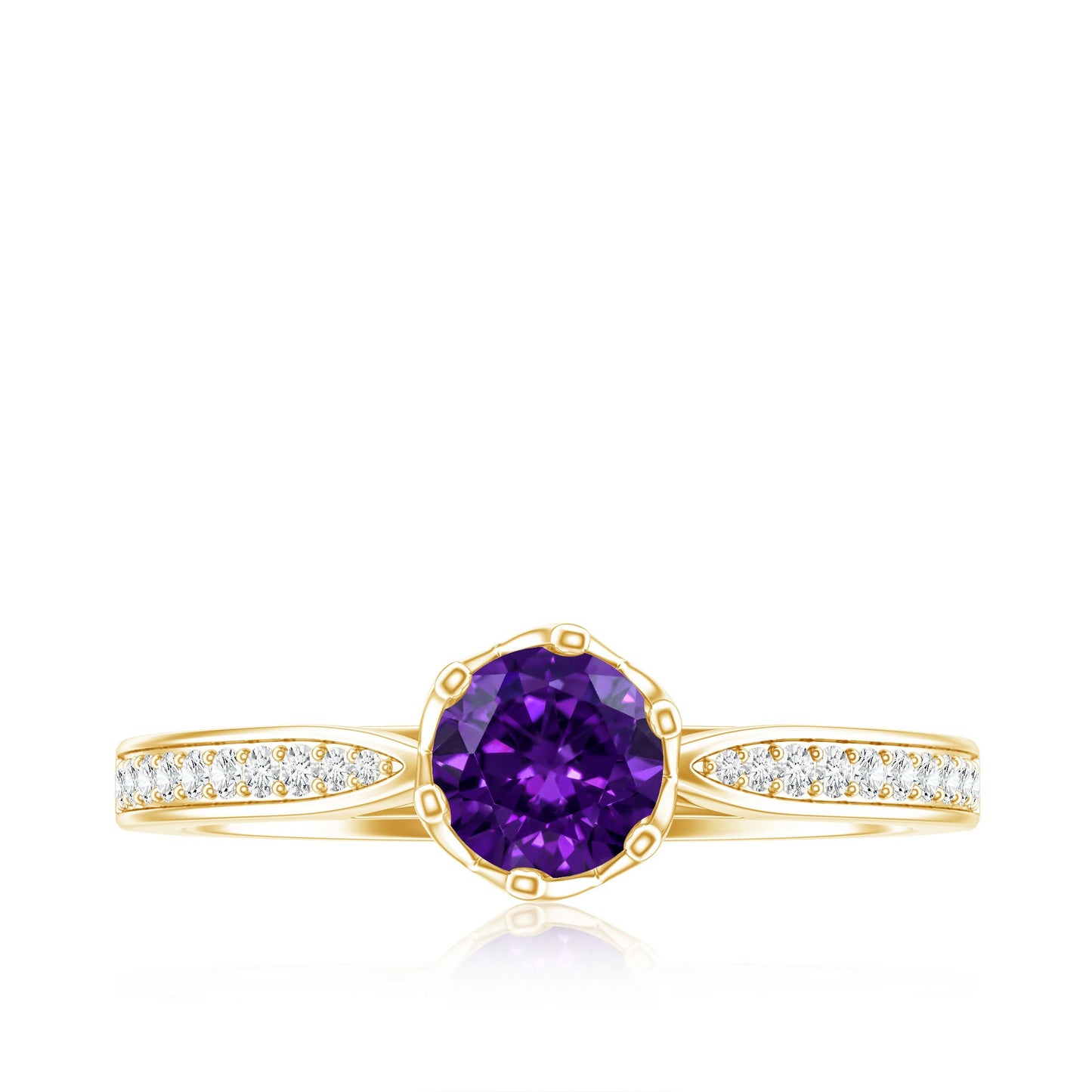 Minimal Amethyst Engagement Ring with Diamond