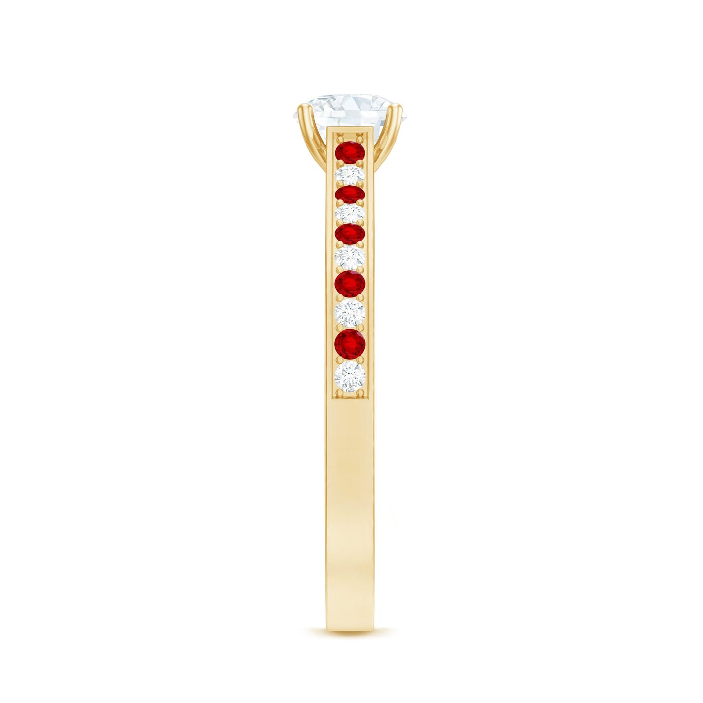 Certified Lab Grown Diamond Engagement Ring With Lab Grown Ruby