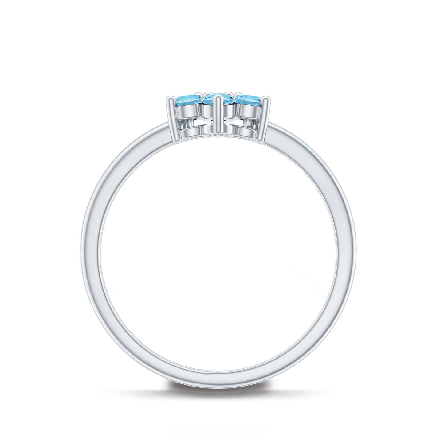 Real Aquamarine Flower Cluster Ring for Women