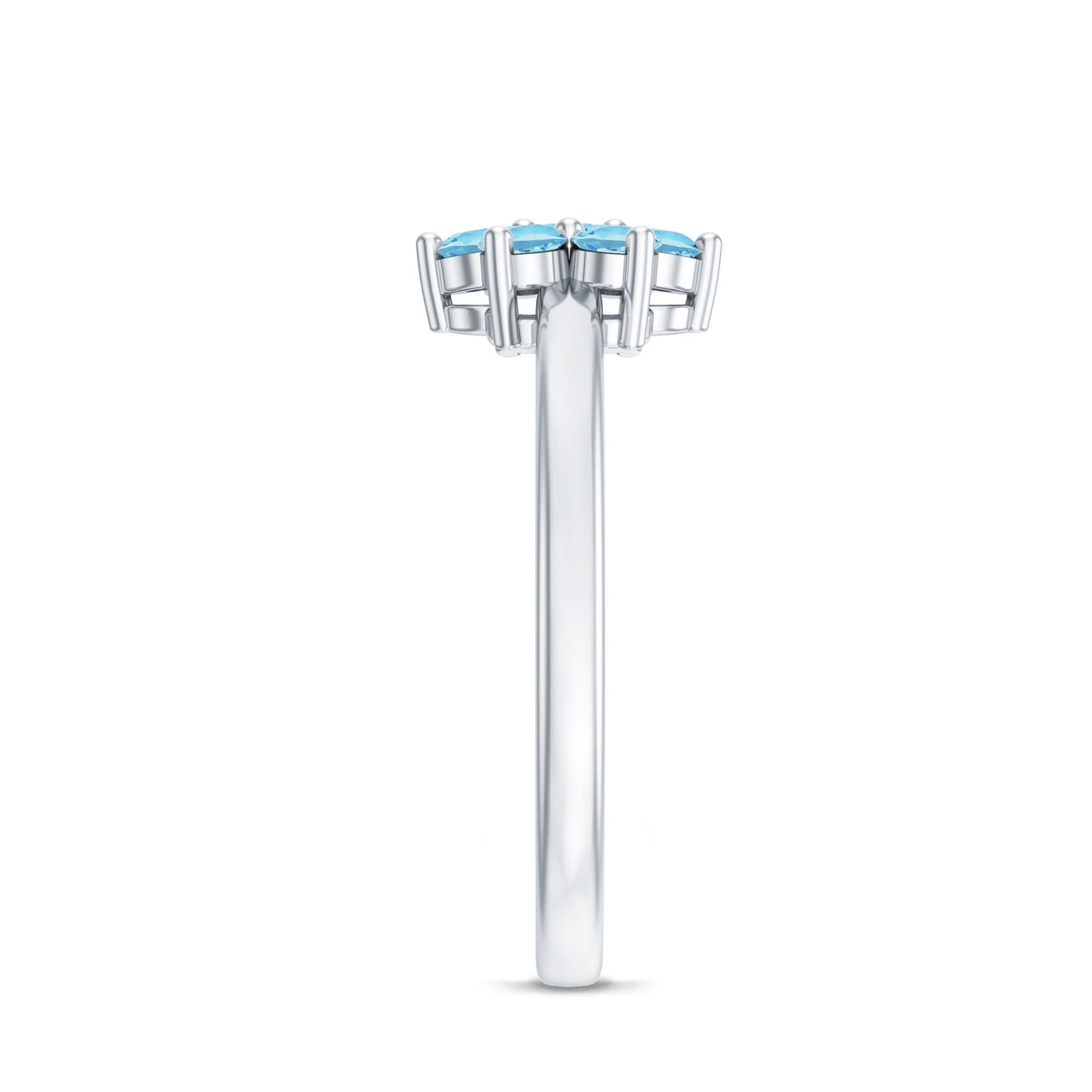 Real Aquamarine Flower Cluster Ring for Women