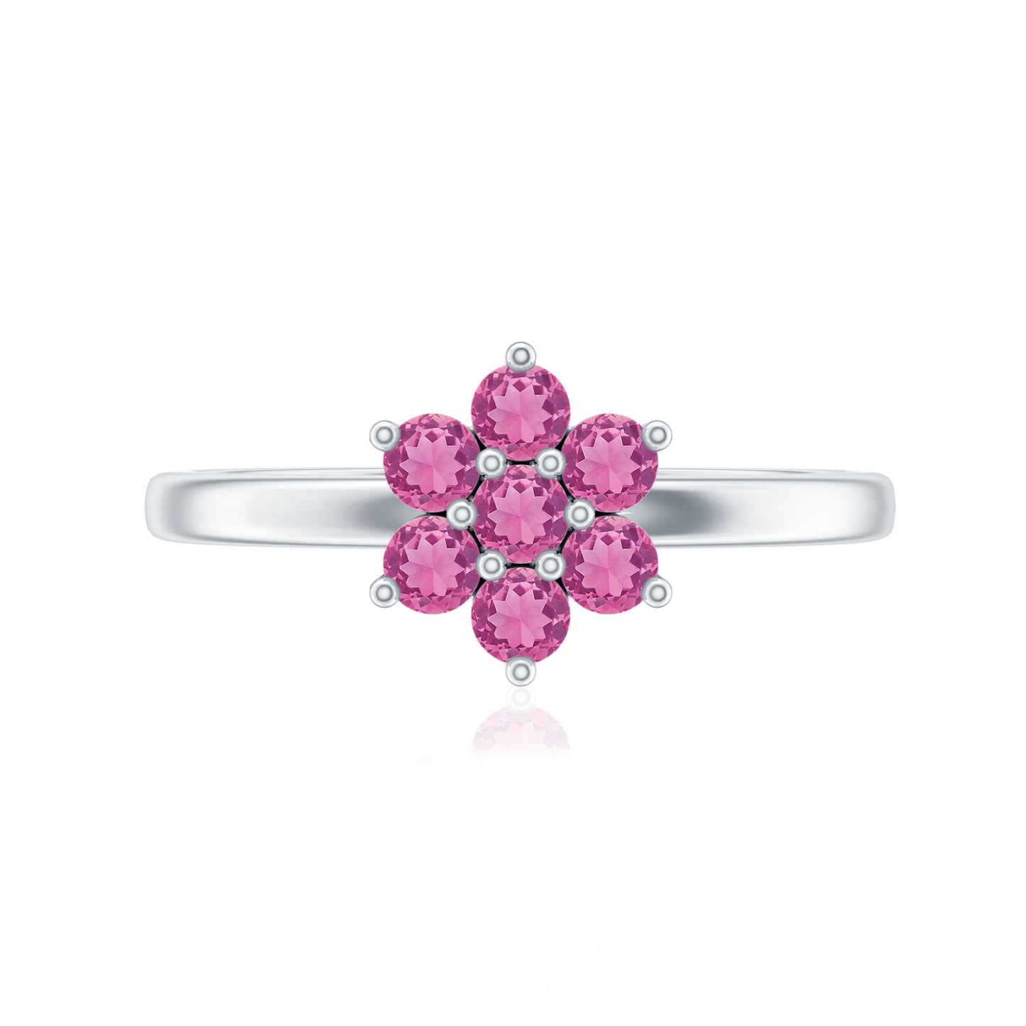 Real Pink Tourmaline Flower Cluster Ring