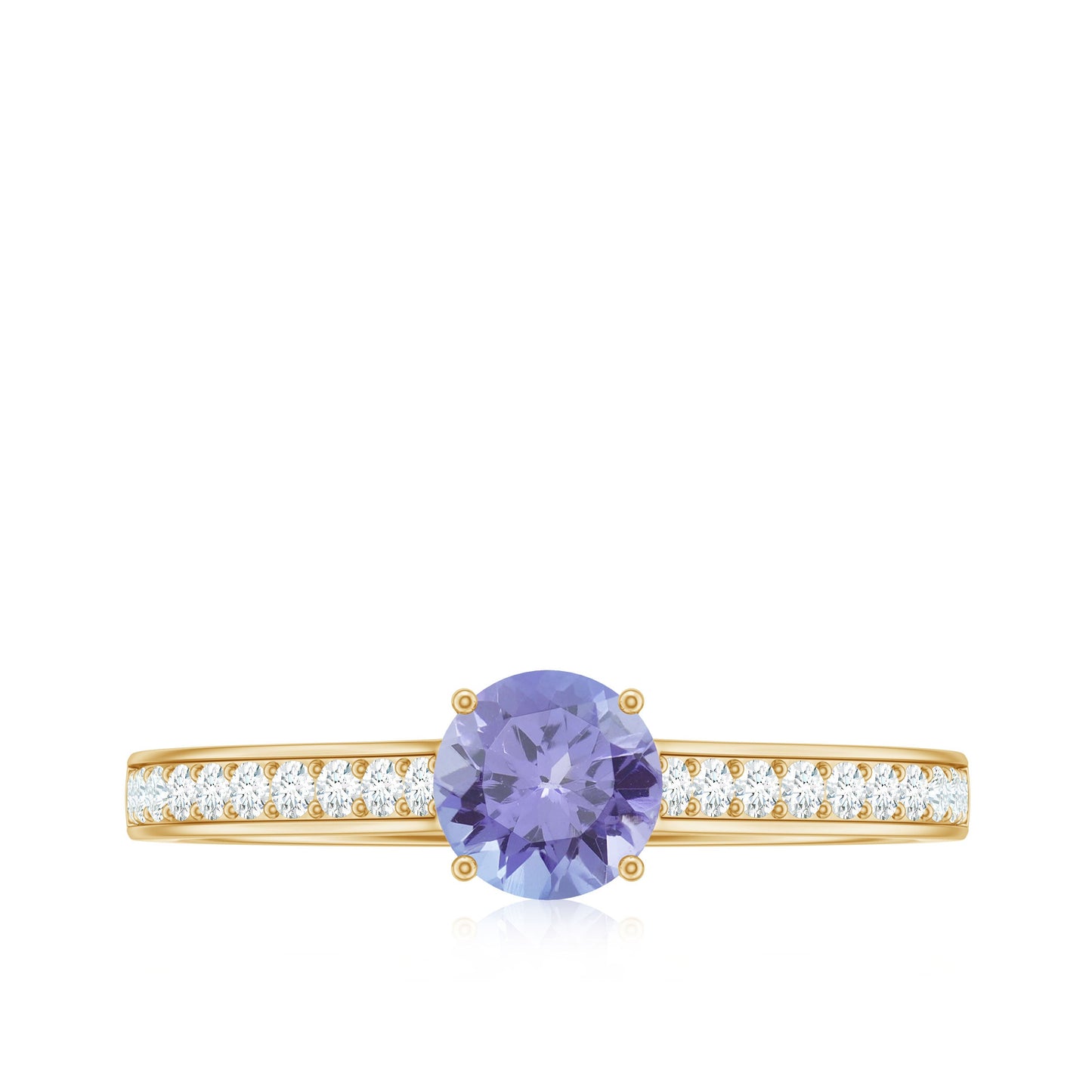 Natural Tanzanite Solitaire Engagement Ring with Diamond