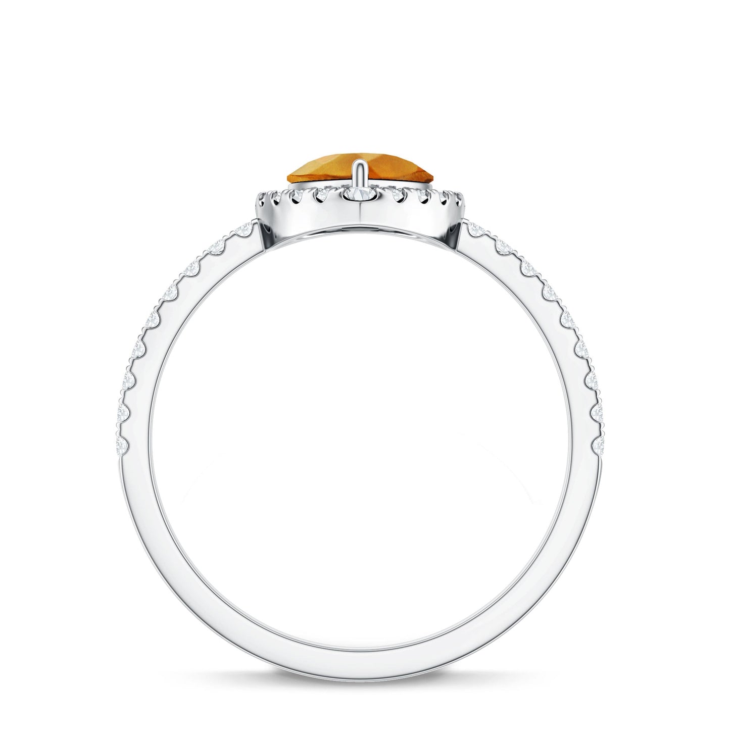 1 Carat Natural Pear Shape Citrine Engagement Ring with Diamond Halo