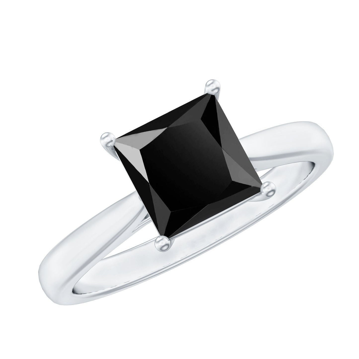 1 Carat Princess Cut Lab Grown Black Diamond Engagement Ring with Surprise White Diamond