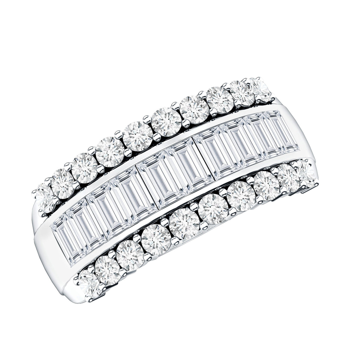 Certified Moissanite Wide Wedding Band Ring