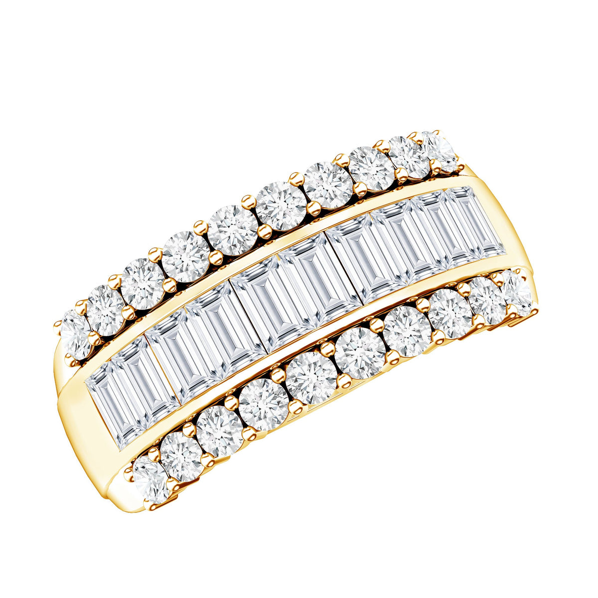 Certified Moissanite Wide Wedding Band Ring