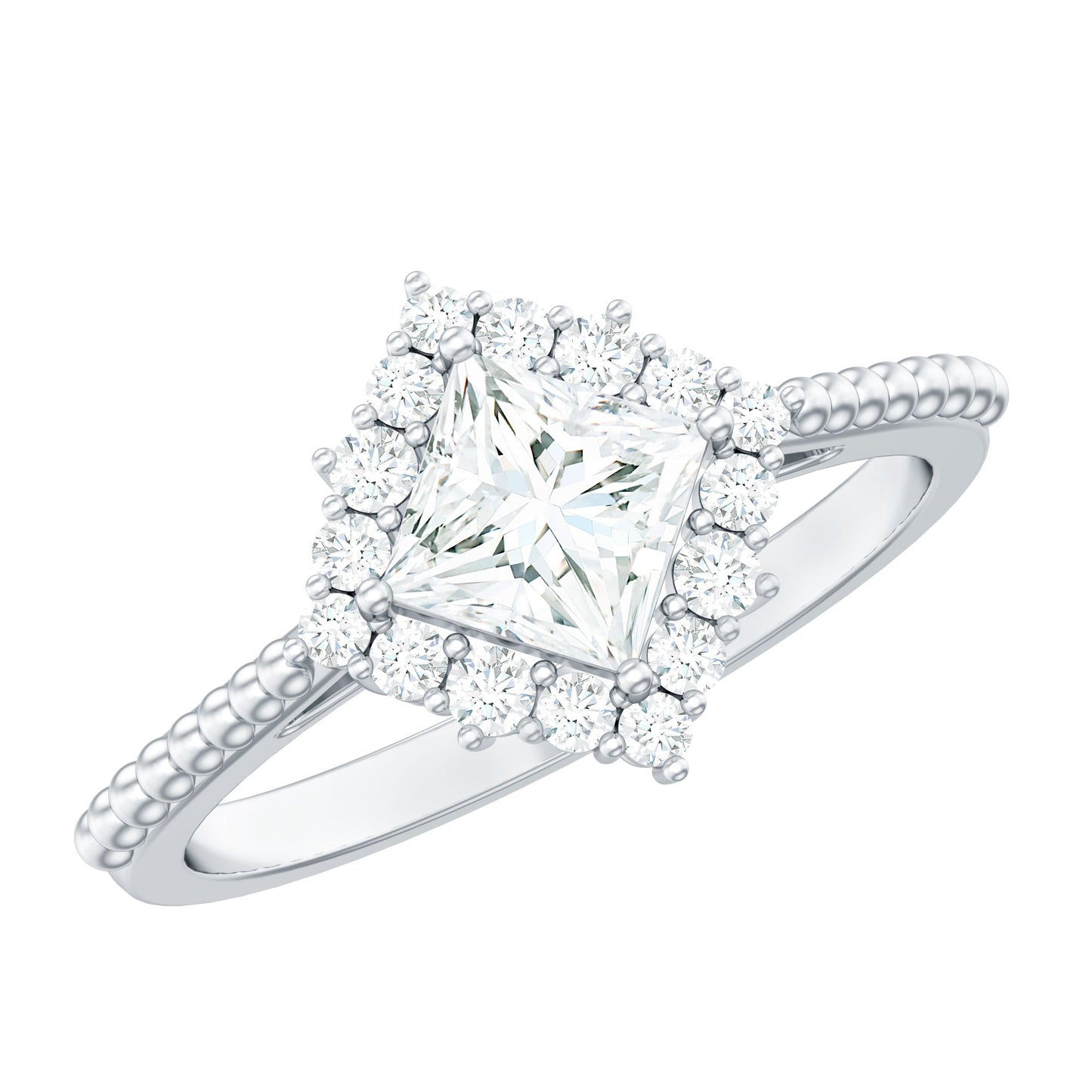 0.7 Carat Princess Cut Moissanite Vintage Inspired Ring