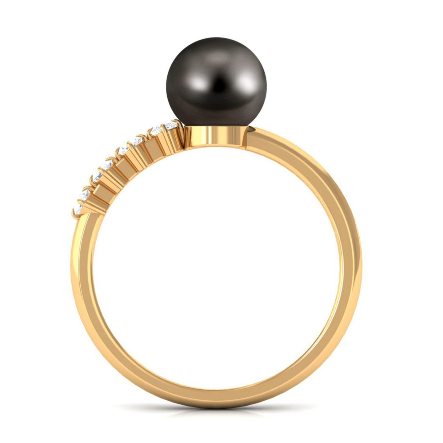 Designer Tahitian Pearl Solitaire Engagement Ring with Diamond