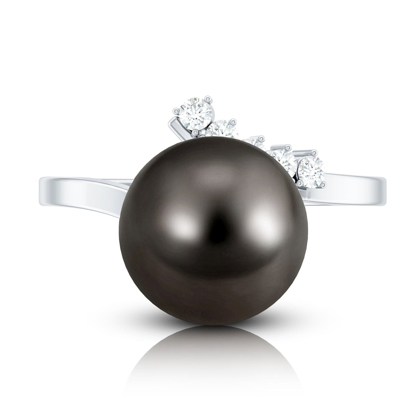 8 Carat Designer Tahitian Pearl Solitaire Ring with Diamond
