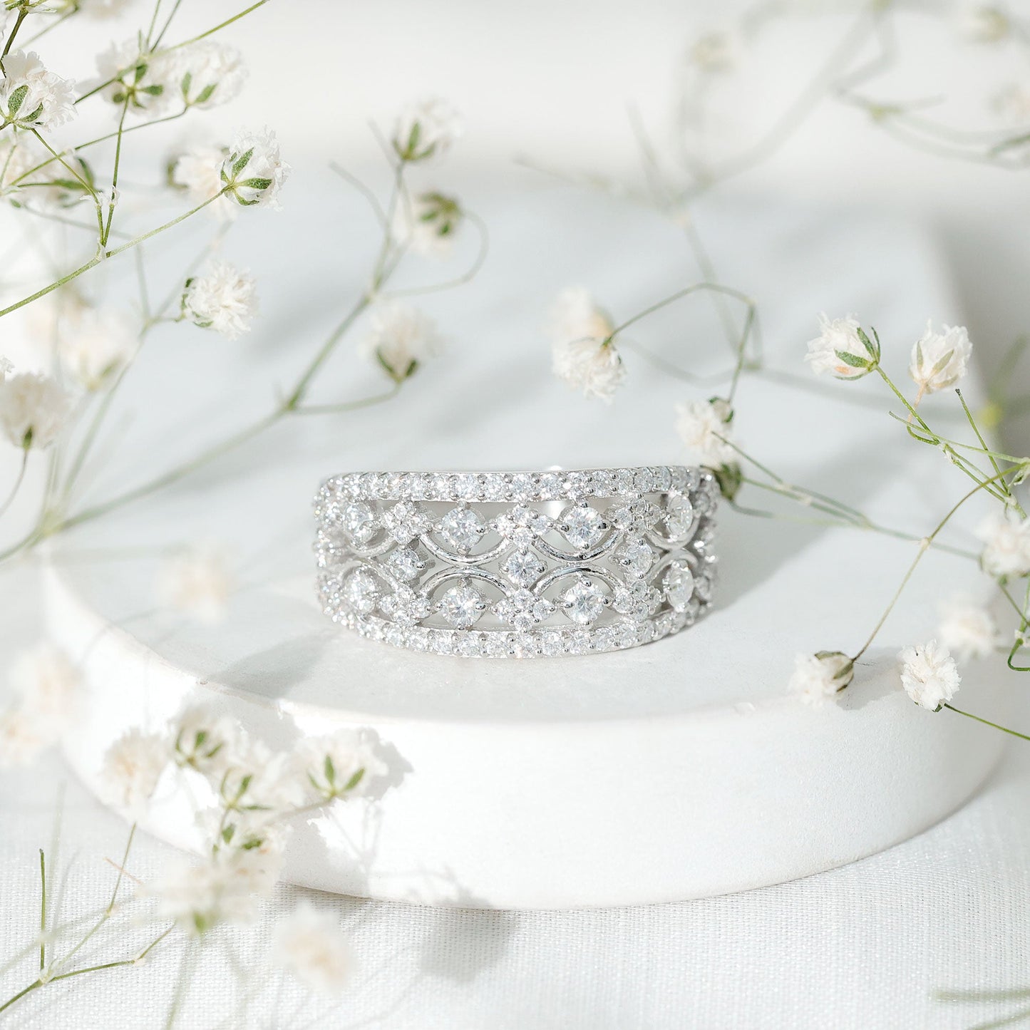 Certified Moissanite Vintage Wedding Band Ring