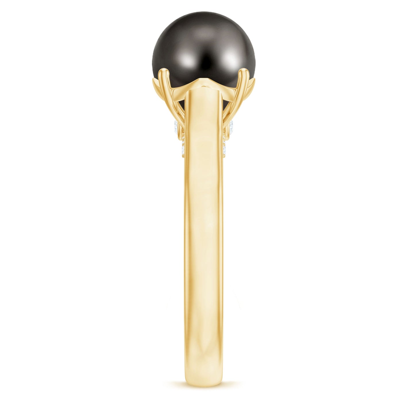 7.5 CT Classic Tahitian Pearl Solitaire Ring with Surprise Diamond
