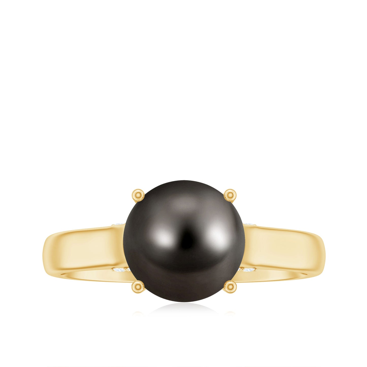 7.5 CT Classic Tahitian Pearl Solitaire Ring with Surprise Diamond