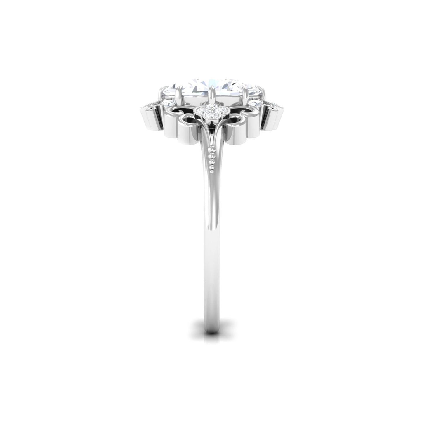 2 Carat Oval Cut Certified Moissanite Vintage Statement Ring
