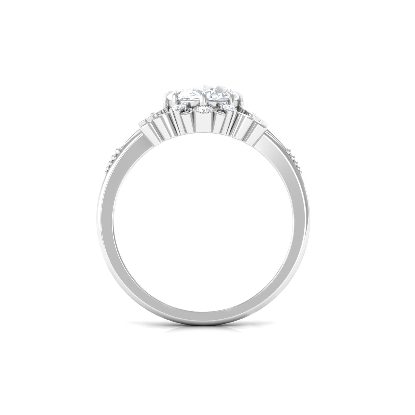 2 Carat Oval Cut Certified Moissanite Vintage Statement Ring