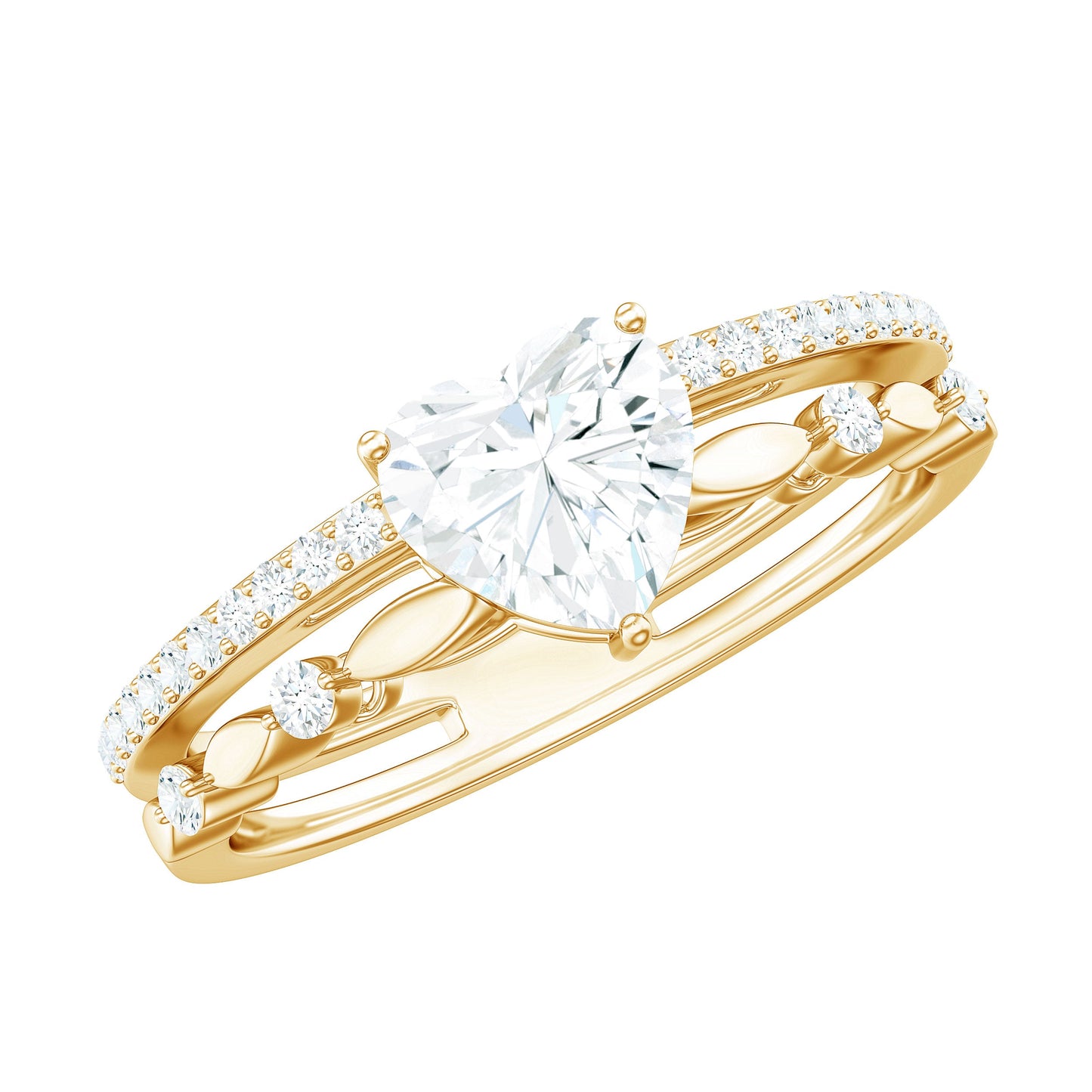 1.5 Carat Heart Moissanite Solitaire Double Band Ring Set