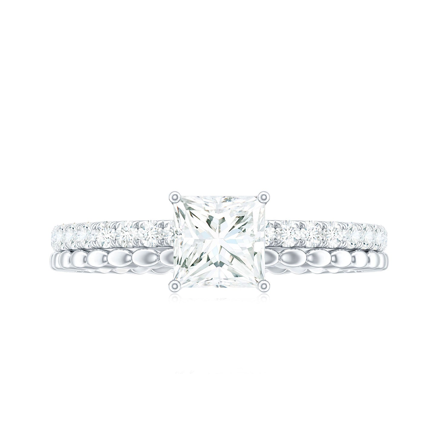 Certified Moissanite Square Cut Engagement Ring For Women
