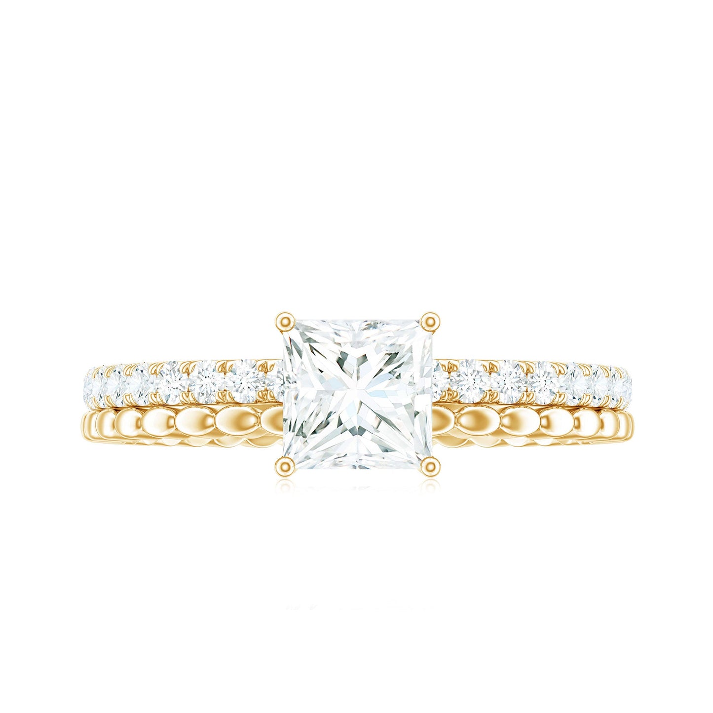 Certified Moissanite Square Cut Engagement Ring For Women