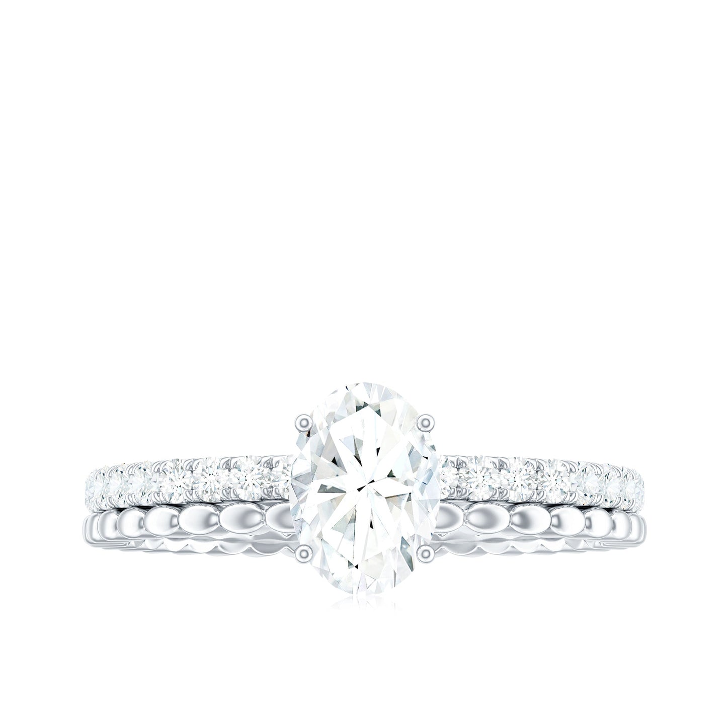 0.9 Carat Solitaire Moissanite Oblong Engagement Ring
