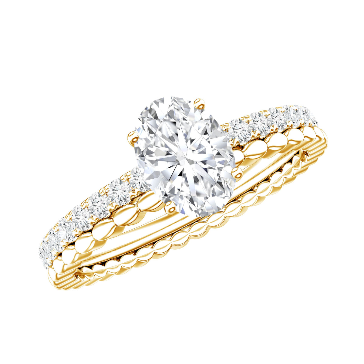 0.9 Carat Solitaire Moissanite Oblong Engagement Ring