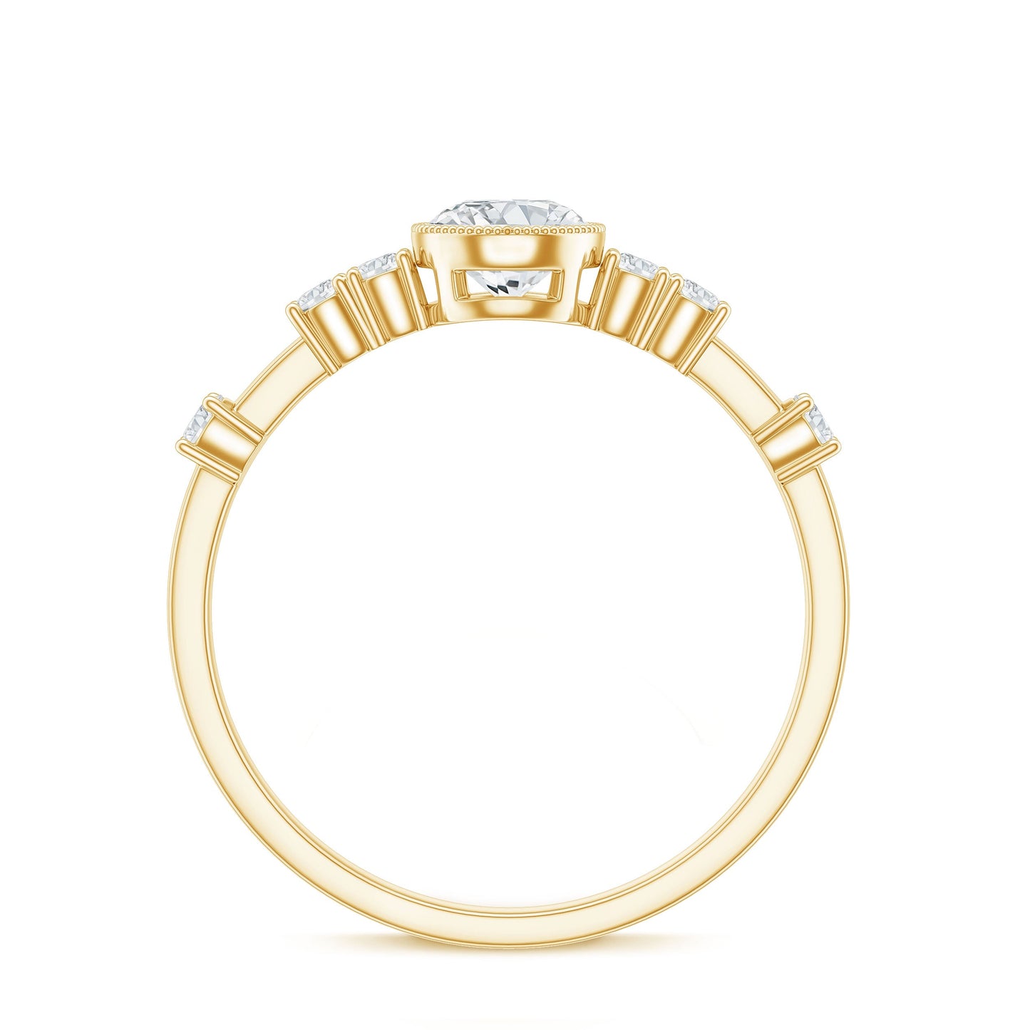 0.5 Carat Round Certified Moissanite Solitaire Engagement Ring in Bezel Setting