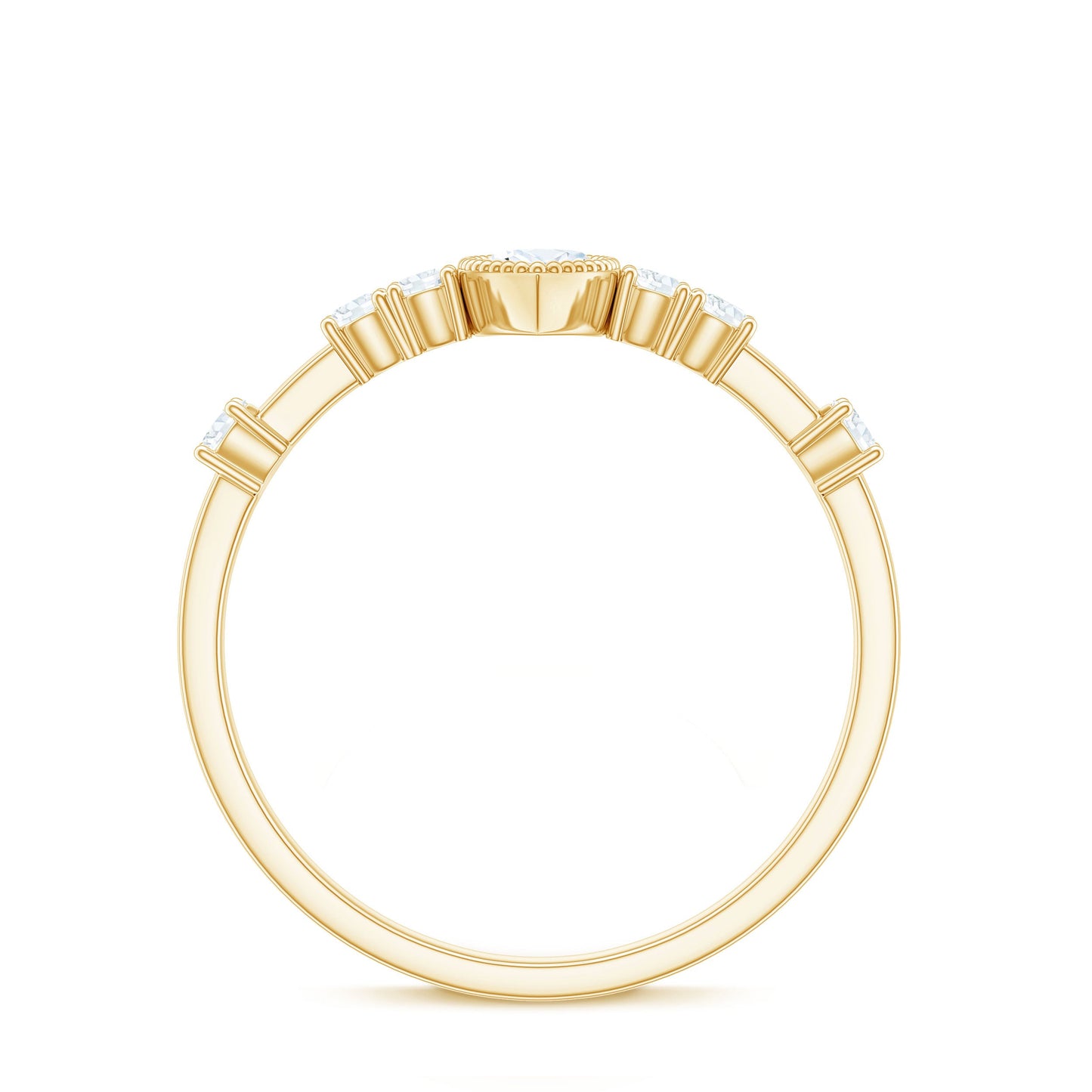 Marquise Cut Moissanite Beaded Solitaire Ring