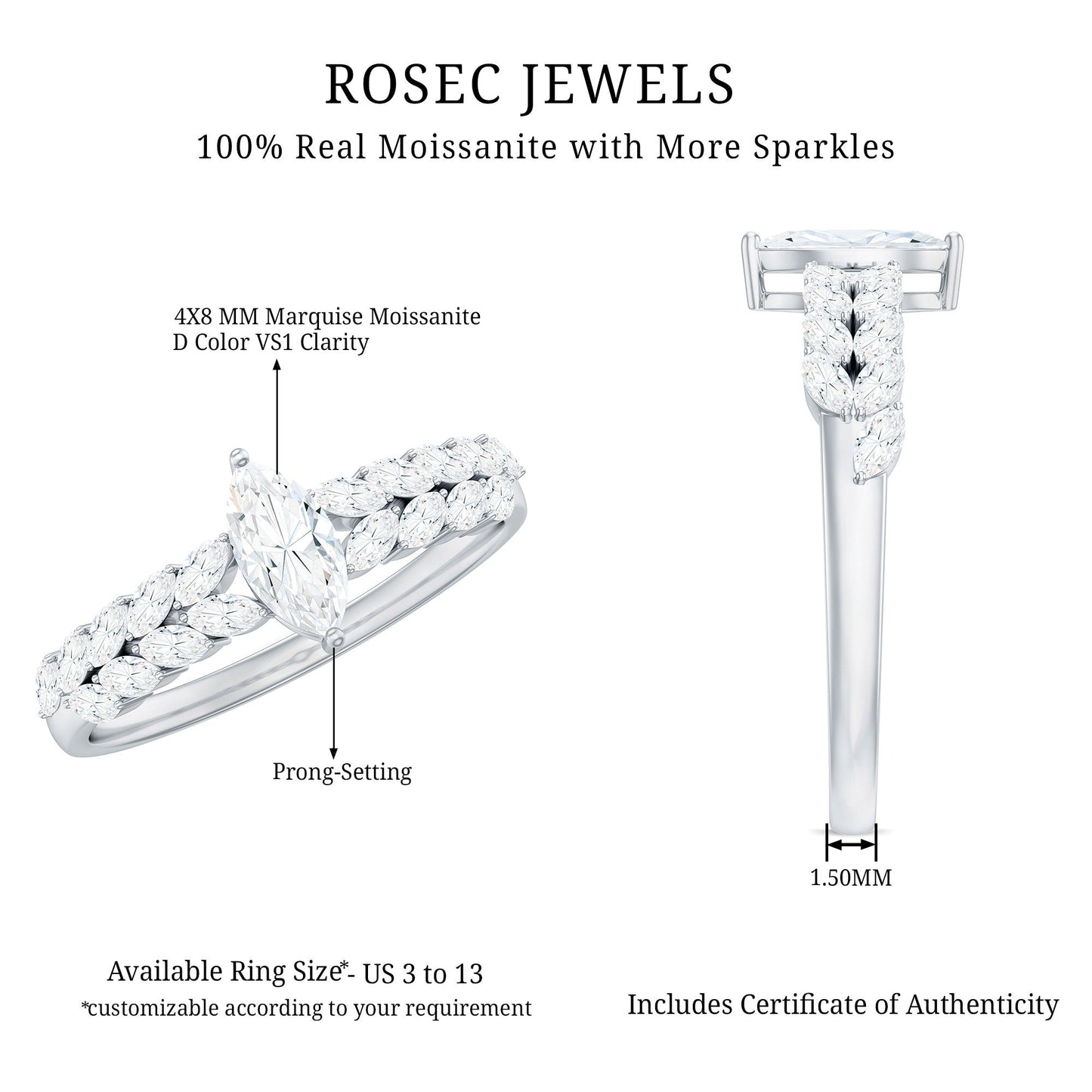 Marquise Cut Moissanite Solitaire Braided Engagement Ring
