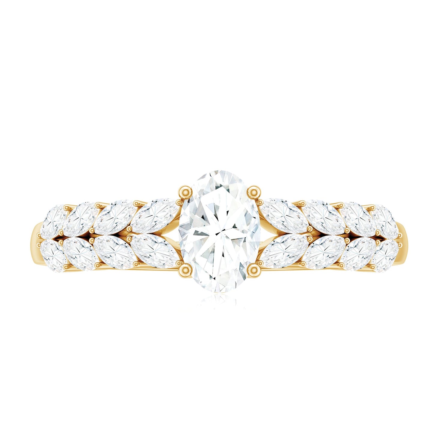 0.4 Carat Oval Cut Certified Moissanite Engagement Split Shank Ring