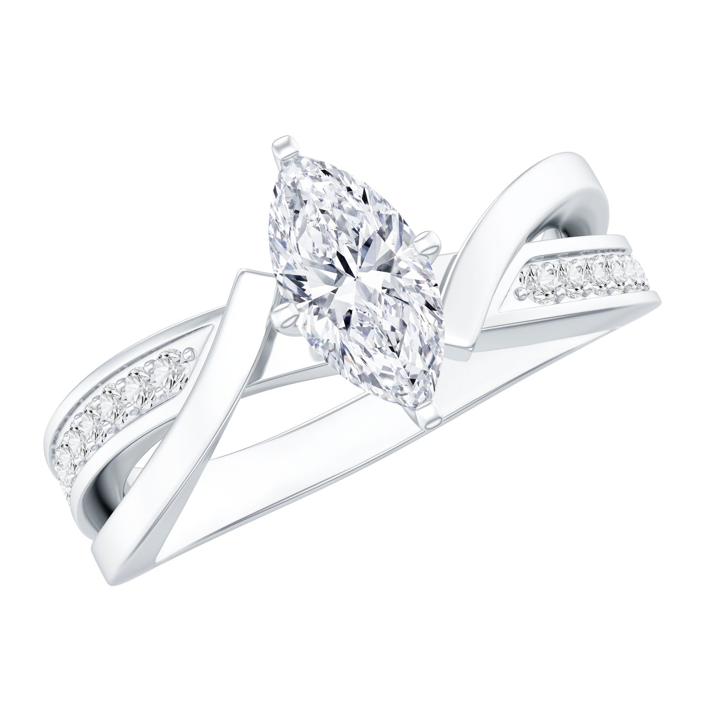 Certified Moissanite Marquise Cut Engagement Ring For Women