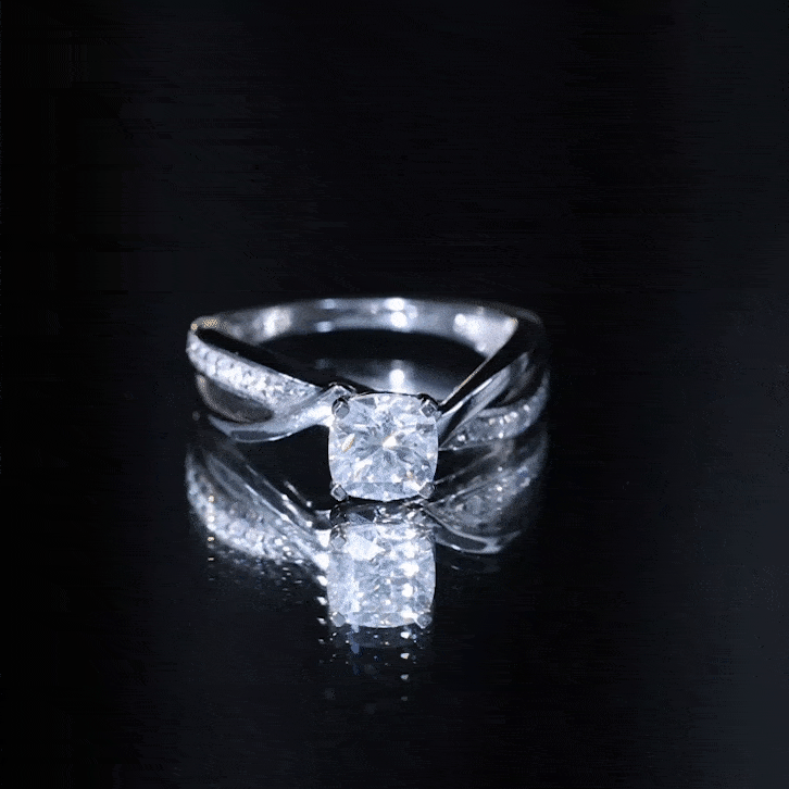 Cushion Cut Solitaire Moissanite Infinity Engagement Ring