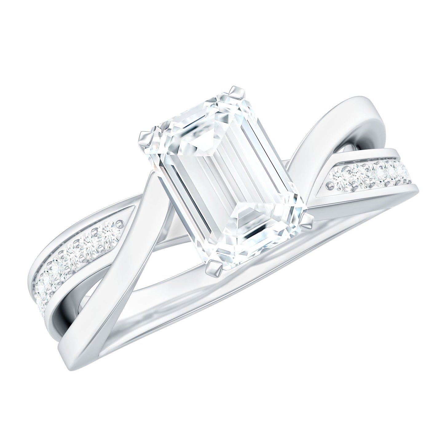 1.8 Carat Emerald Cut Moissanite Infinity Engagement Ring