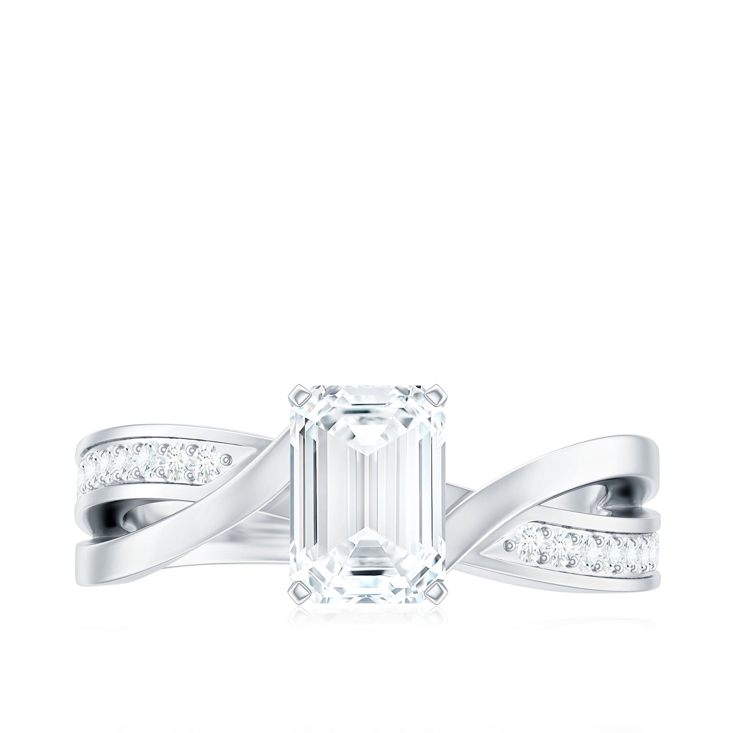 1.8 Carat Emerald Cut Moissanite Infinity Engagement Ring