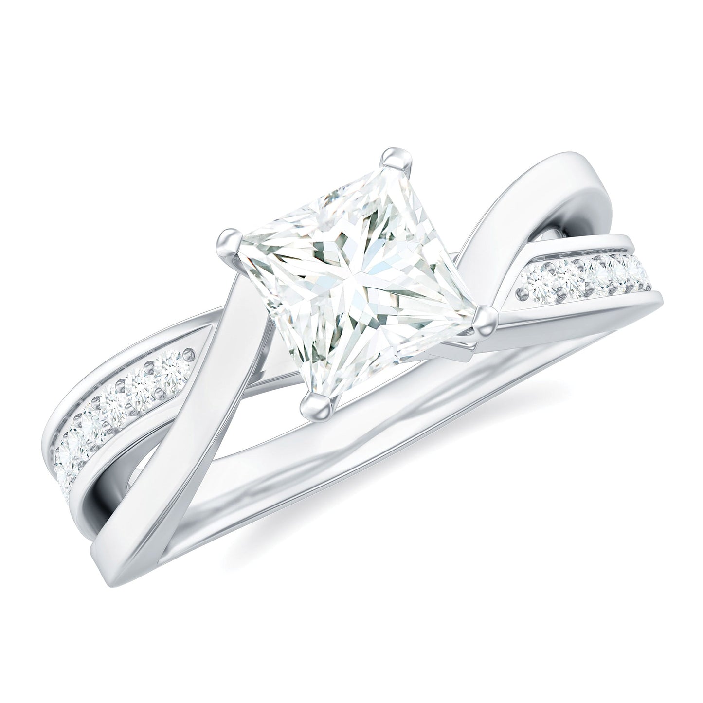0.7 Carat Princess Cut Moissanite Solitaire Infinity Engagement Ring