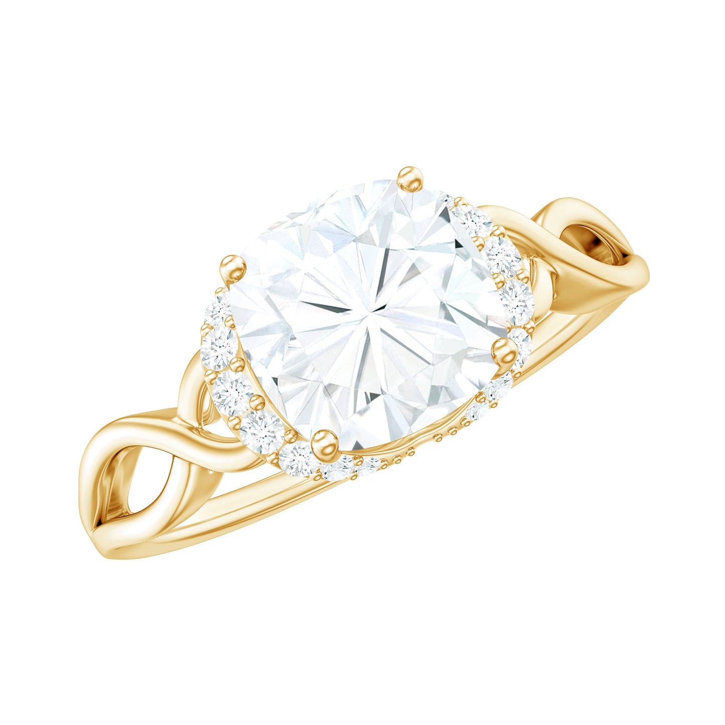 3 Carat Cushion Cut Moissanite Solitaire Engagement Ring with Infinity Shank