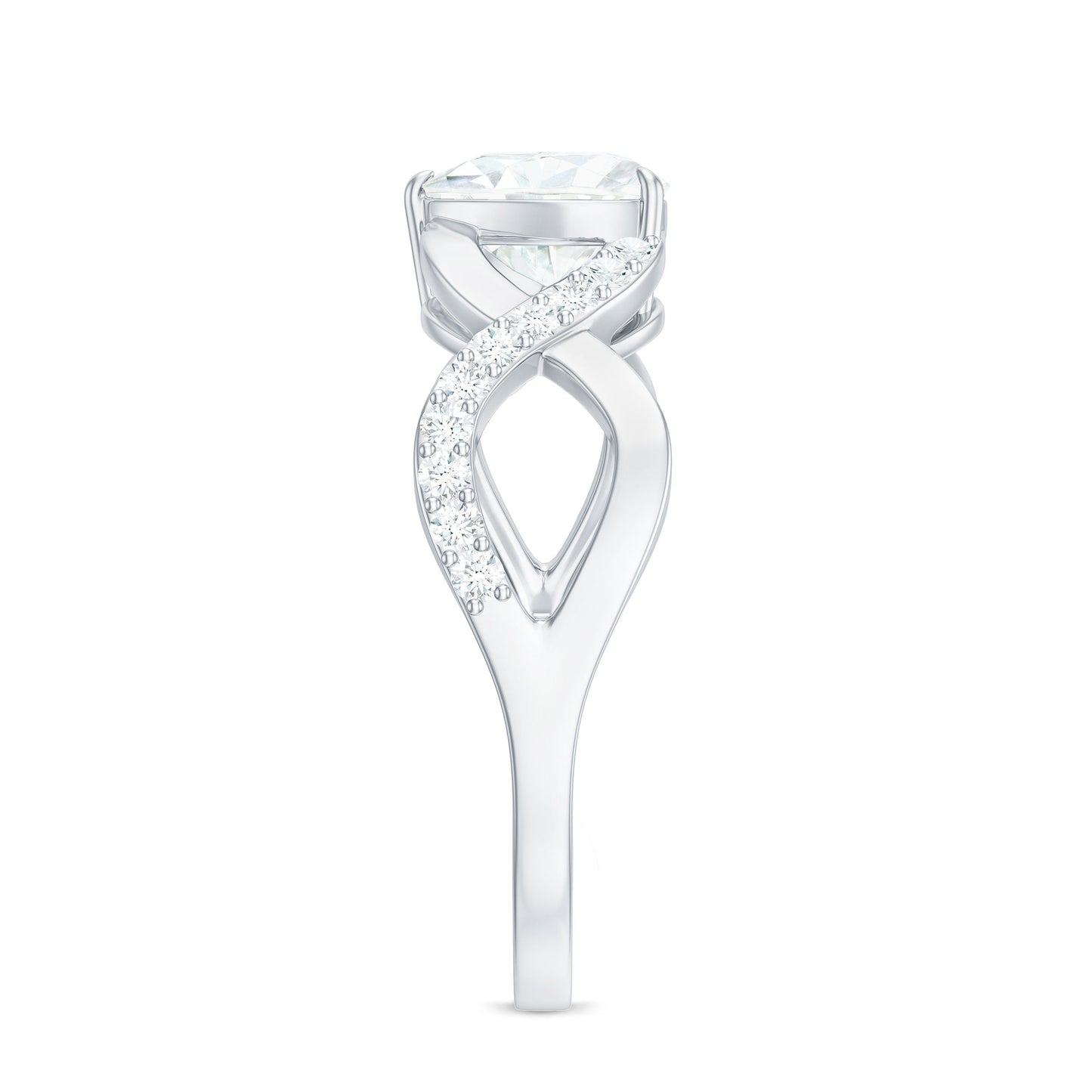 1.5 Carat Heart Shape Moissanite Solitaire Engagement Ring with Crossover Shank