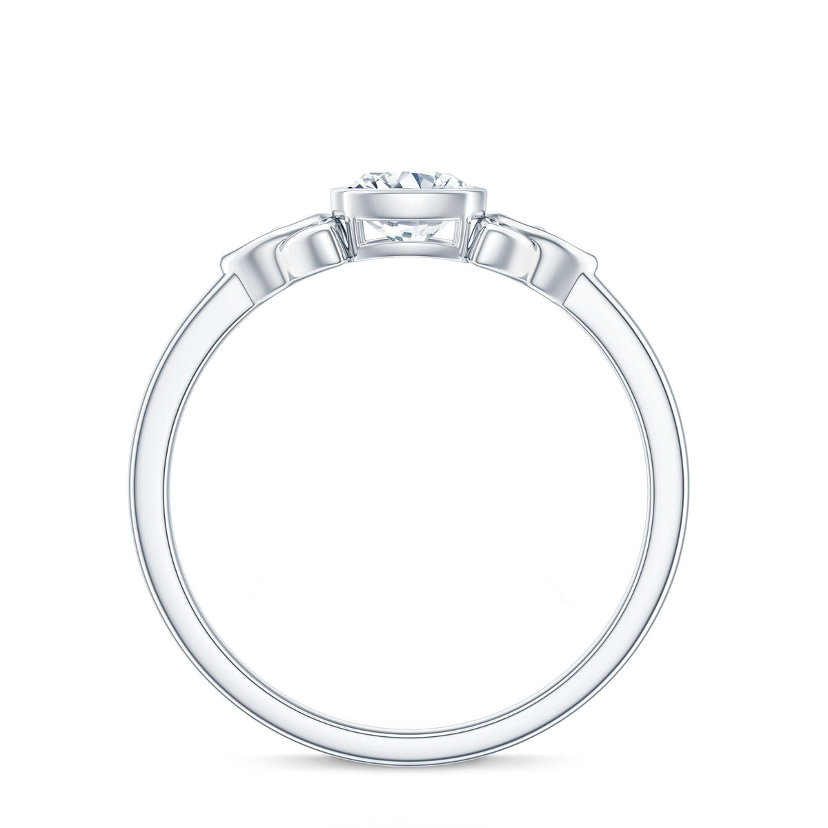 Brilliant Cut Moissanite Celtic Knot Engagement Ring in Bezel Setting
