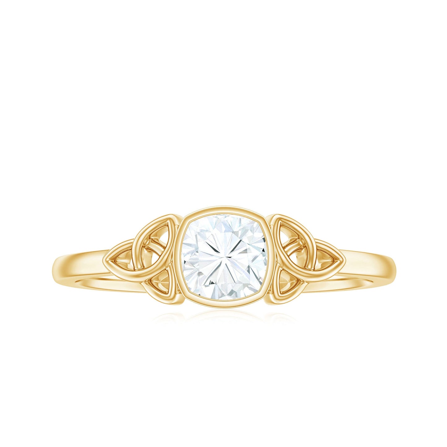 Brilliant Cut Moissanite Celtic Knot Engagement Ring in Bezel Setting