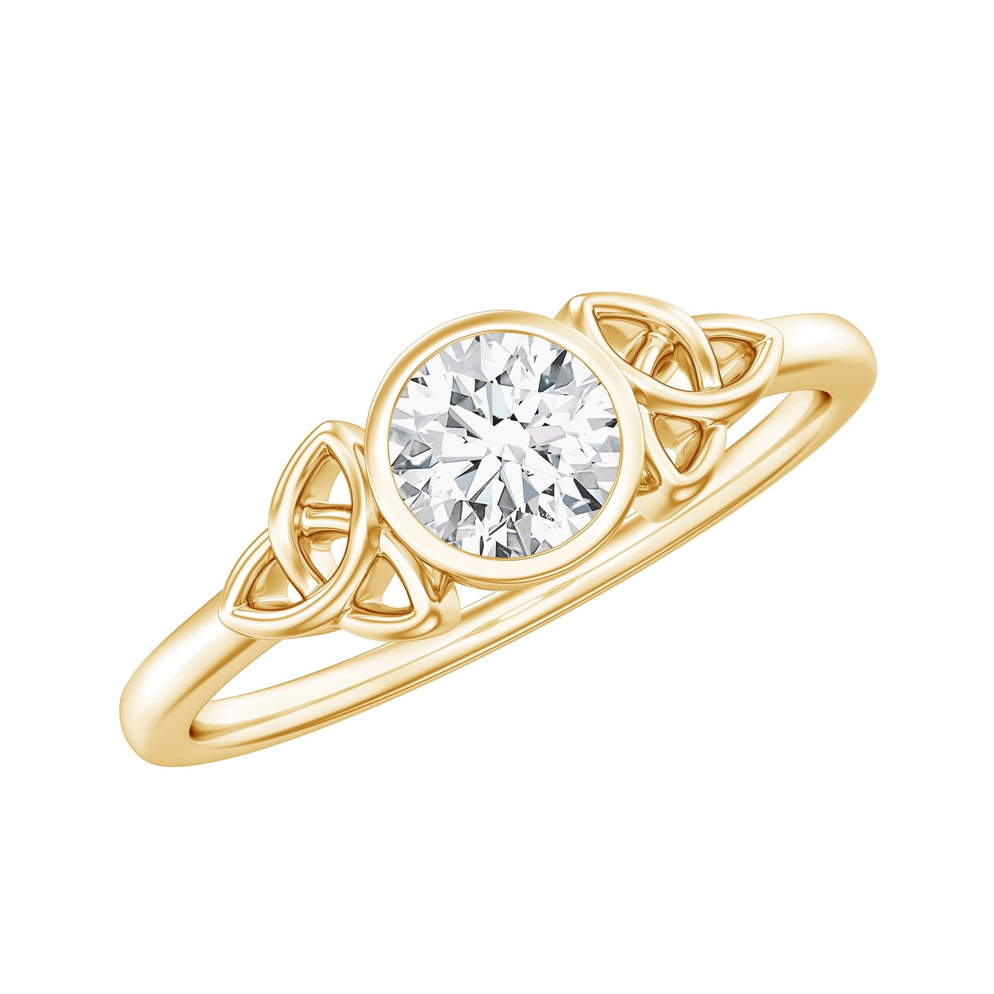 Bezel Set Moissanite Promise Ring with Celtic Knot Details